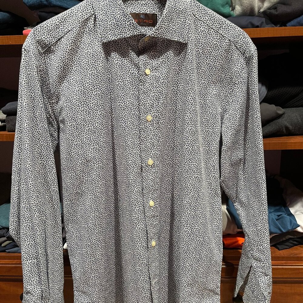 MENS ETRO BUTTON DOWN SHIRT SIZE 42/US-LARGE PAISLEY